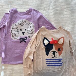 Tea Collection Purple and Beige Animal Print Long Sleeve Tees